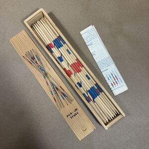 Vintage 1980's Mikado Spiel Pick-Up Sticks Game W/Wooden Box Pre Owned 41pcs